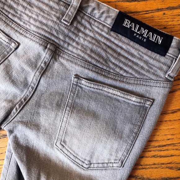 gray balmain jeans